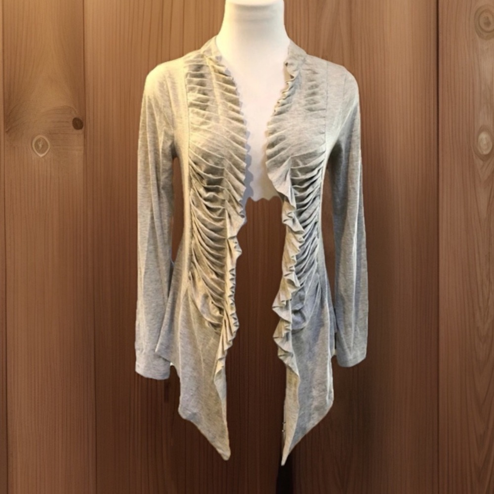 GRASS Collection Light Gray Ruffle Draping Jacket - Picture 3 of 10